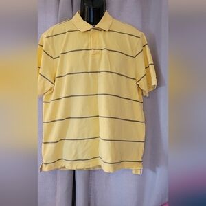 Faded Glory Yellow and Gray Striped Polo Shirt